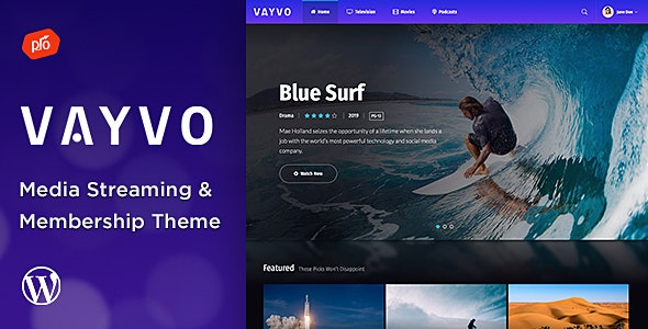 Vayvo v5.9 - Media Streaming & Membership Theme