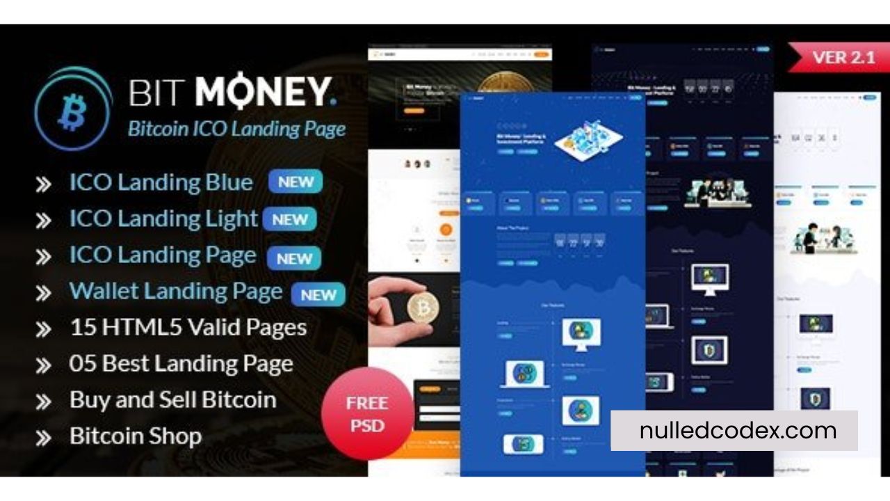 Bit Money v2.1 - Bitcoin Cryptocurrency ICO Landing Page HTML Template