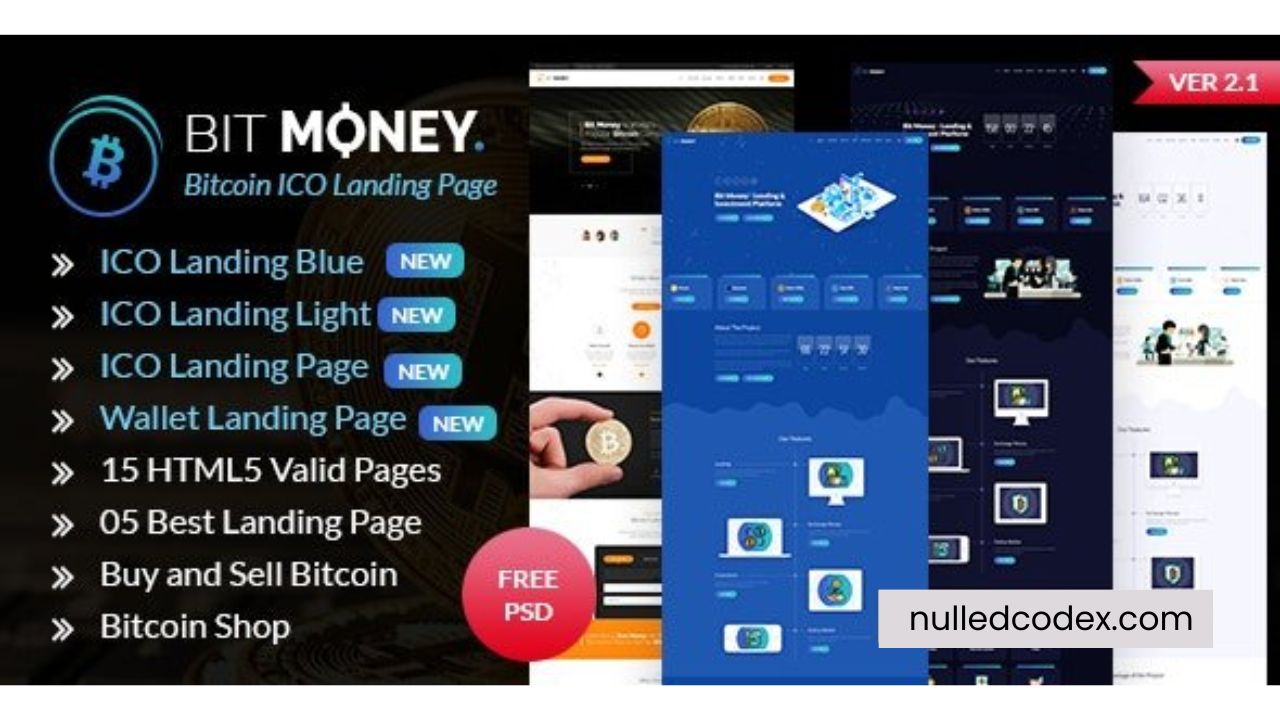 Bit Money v2.1 - Bitcoin Cryptocurrency ICO Landing Page HTML Template