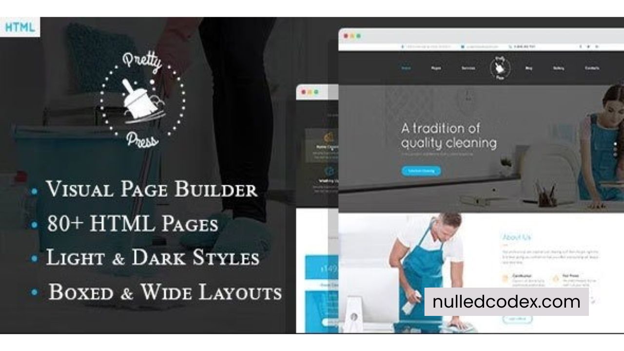 PrettyPress - Cleaning Service HTML Template with Builder