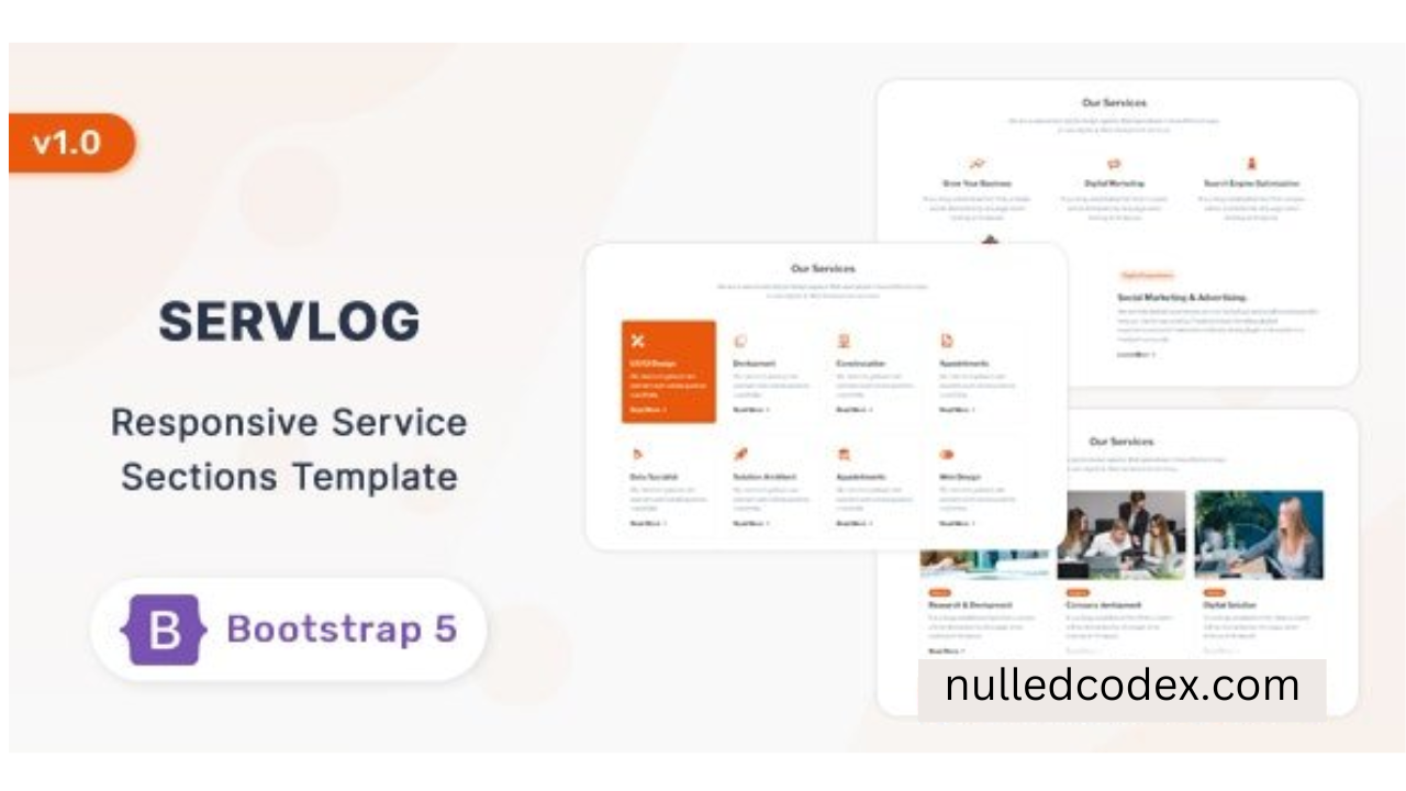 Servlog - Bootstrap 5 Service & Features Section Template