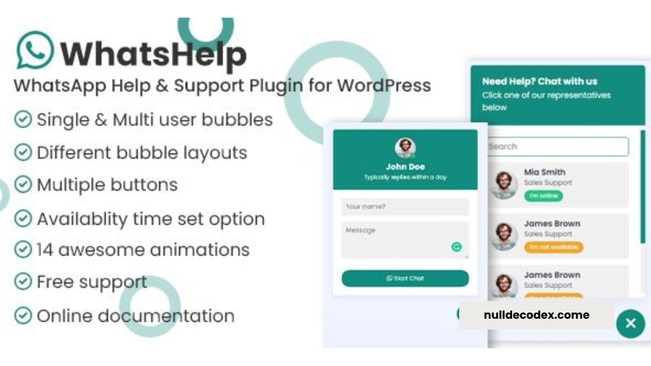 WhatsApp Chat Support Pro WordPress Plugin v2.2.3