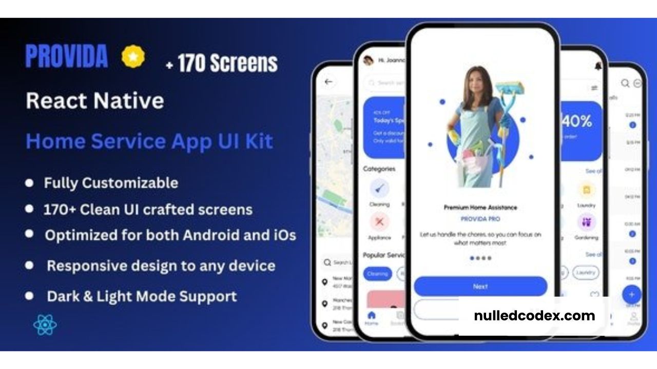 Provida Pro - Home Service & House Cleaning React Native Expo Ui Kit