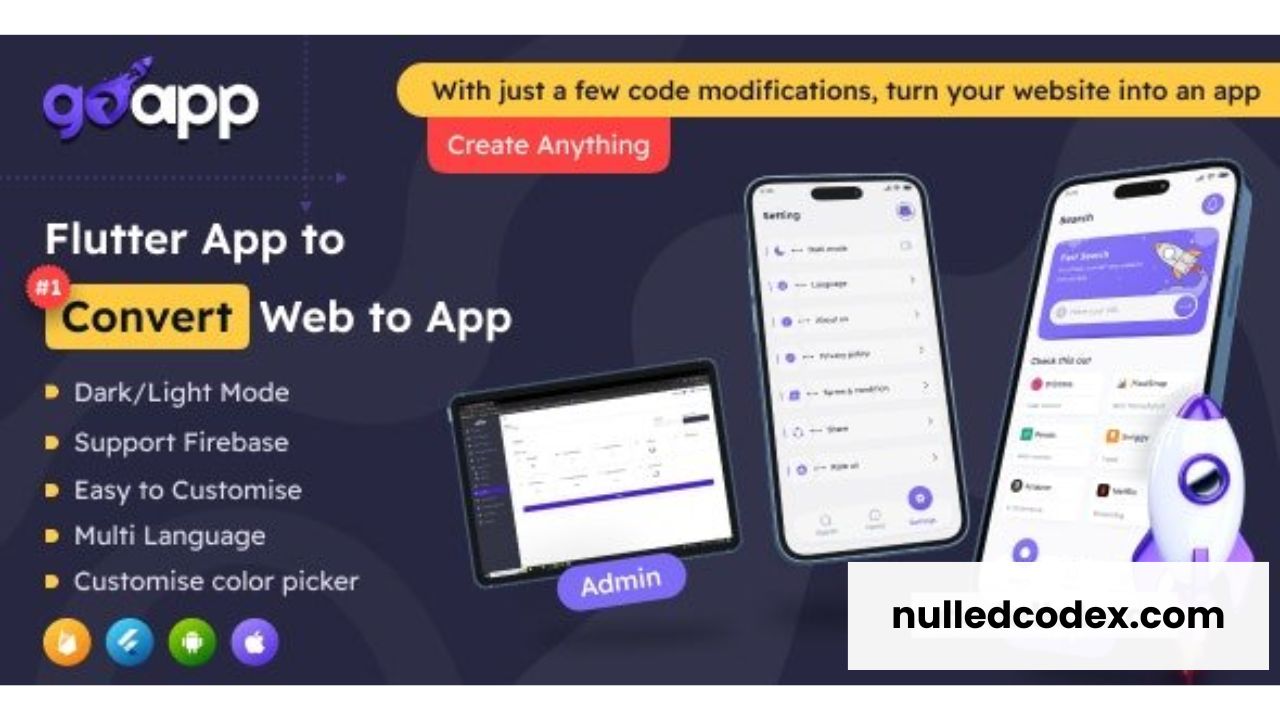 GoApp for Web to App Convertor Flutter + Admin Panel v1.0