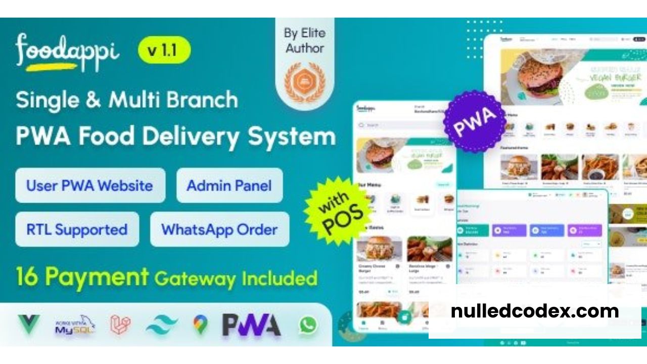 FoodAppi v1.1 - PWA Food Delivery System and WhatsApp Menu Ordering with Admin Panel | Restaurant POS